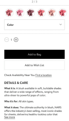 Proper size buttons on Nordstrom.com website. However, it would be better if they were in contrasting colors. 